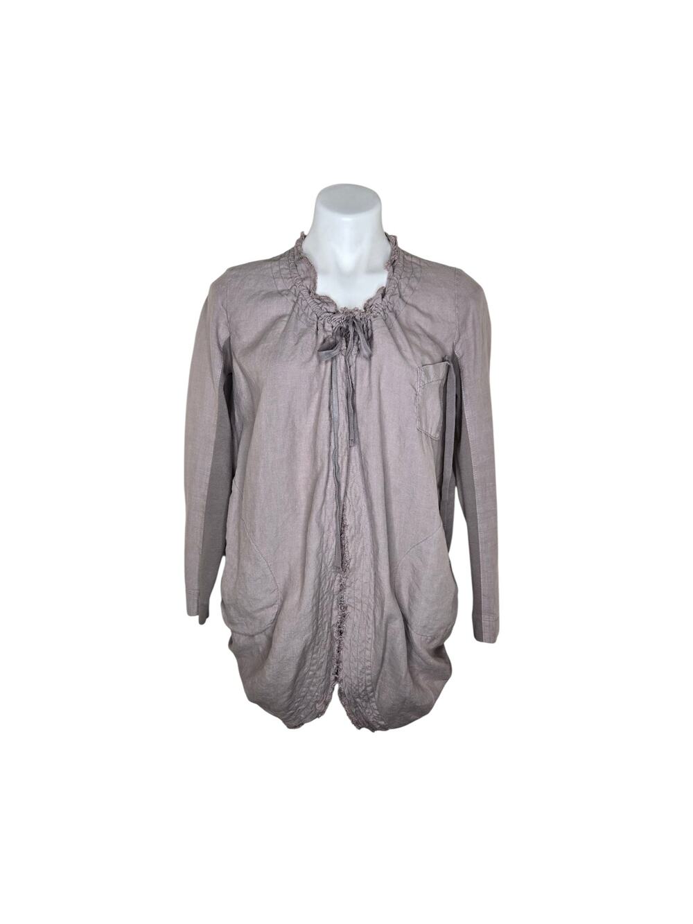 PRAIRIE UNDERGROUND Raw Hem Long Tie Front Cardigan Taupe Size S/M